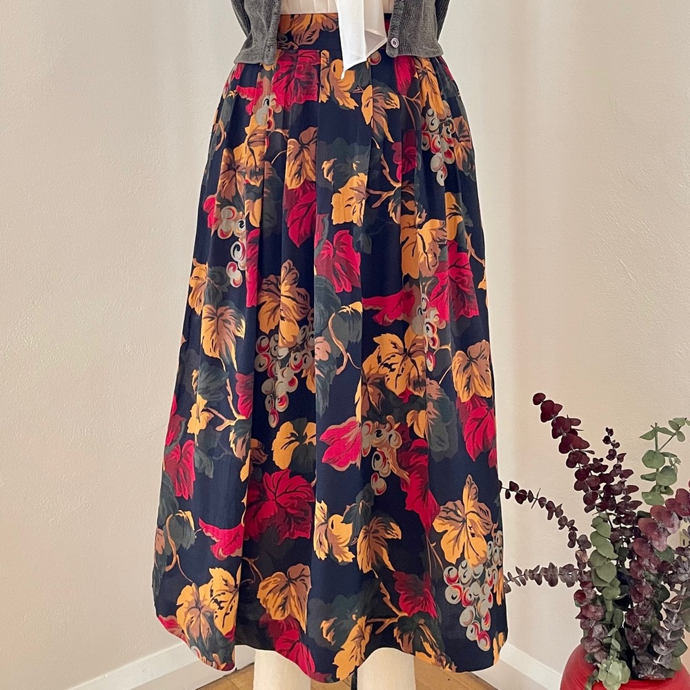 Midi Skirt Sz Medium Floral Print Rayon
